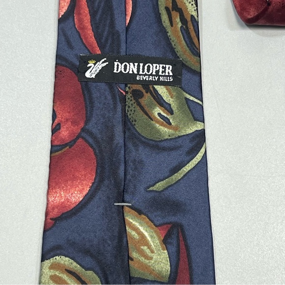 VTG Don Loper Beverly Hills Italian Silk Necktie Blue Red Green Floral Design - Picture 4 of 5